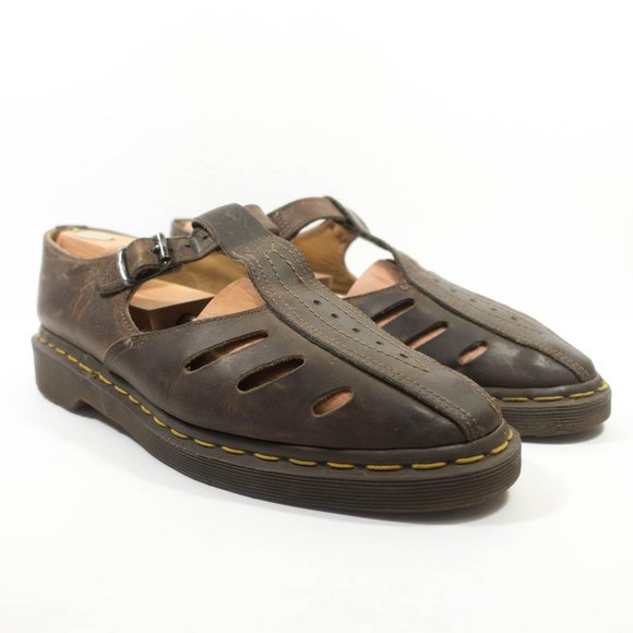 Dr Martens England Made Leather T-Strap Sandal Shoes - Men's Size 9 UK / 10 US - Picture 3 of 11